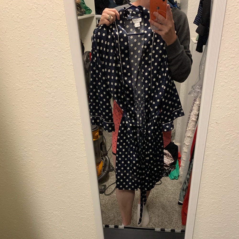 Deep blue silky bathrobe